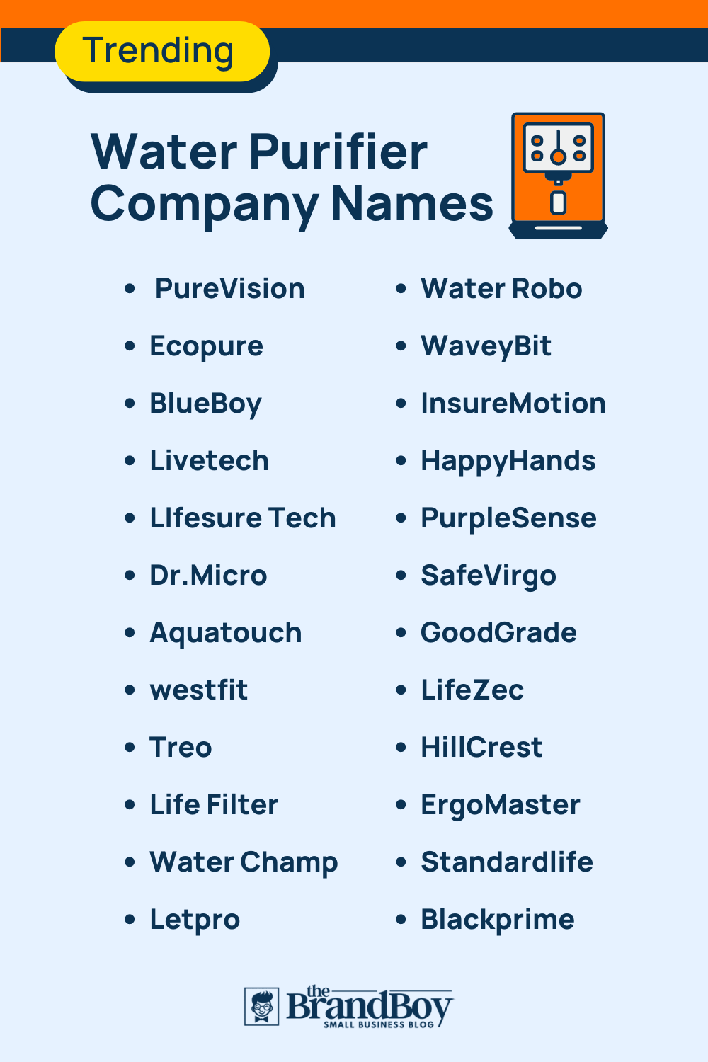 1005 Water Purifier Company Names Ideas With Guide Video Infographic