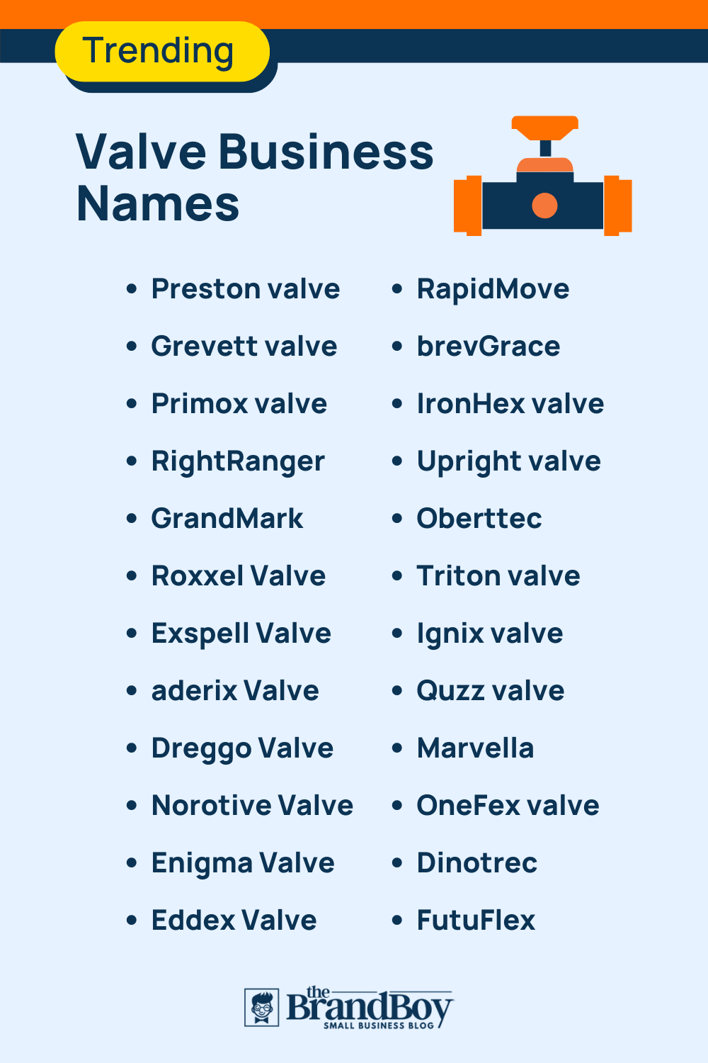 466+ Best Valve Business Names (Video+ infographic)