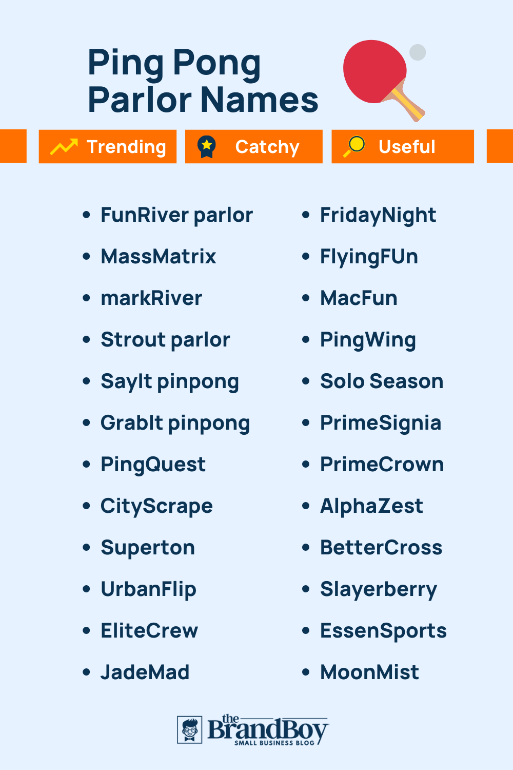472+ Creative Ping pong Parlor Names