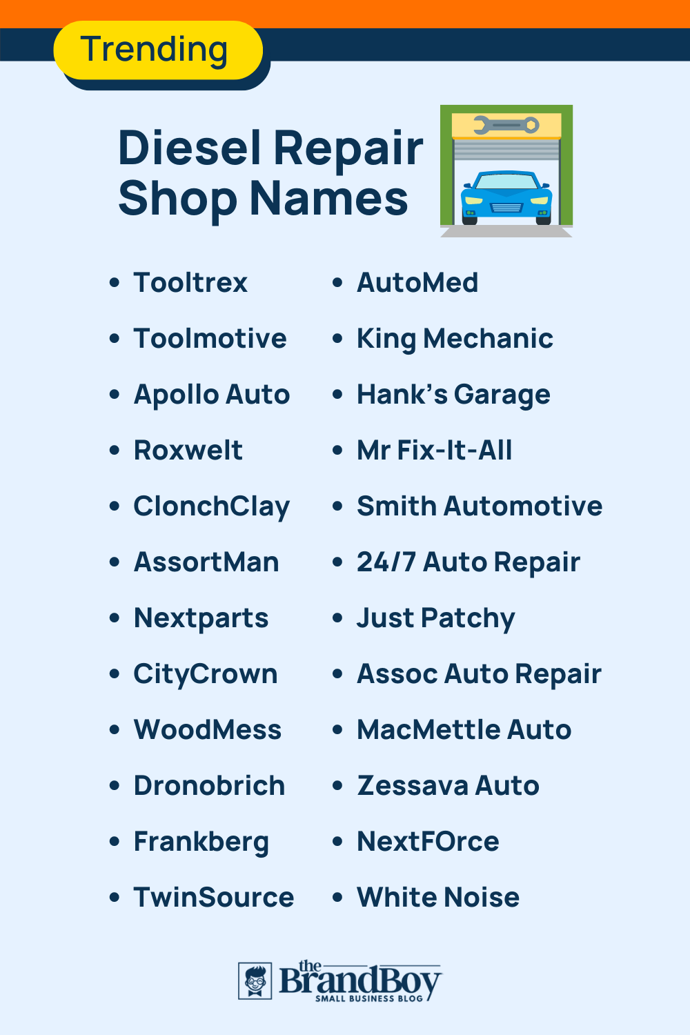 1004+ Auto Repair Shop Names Ideas (Examples + Generator)