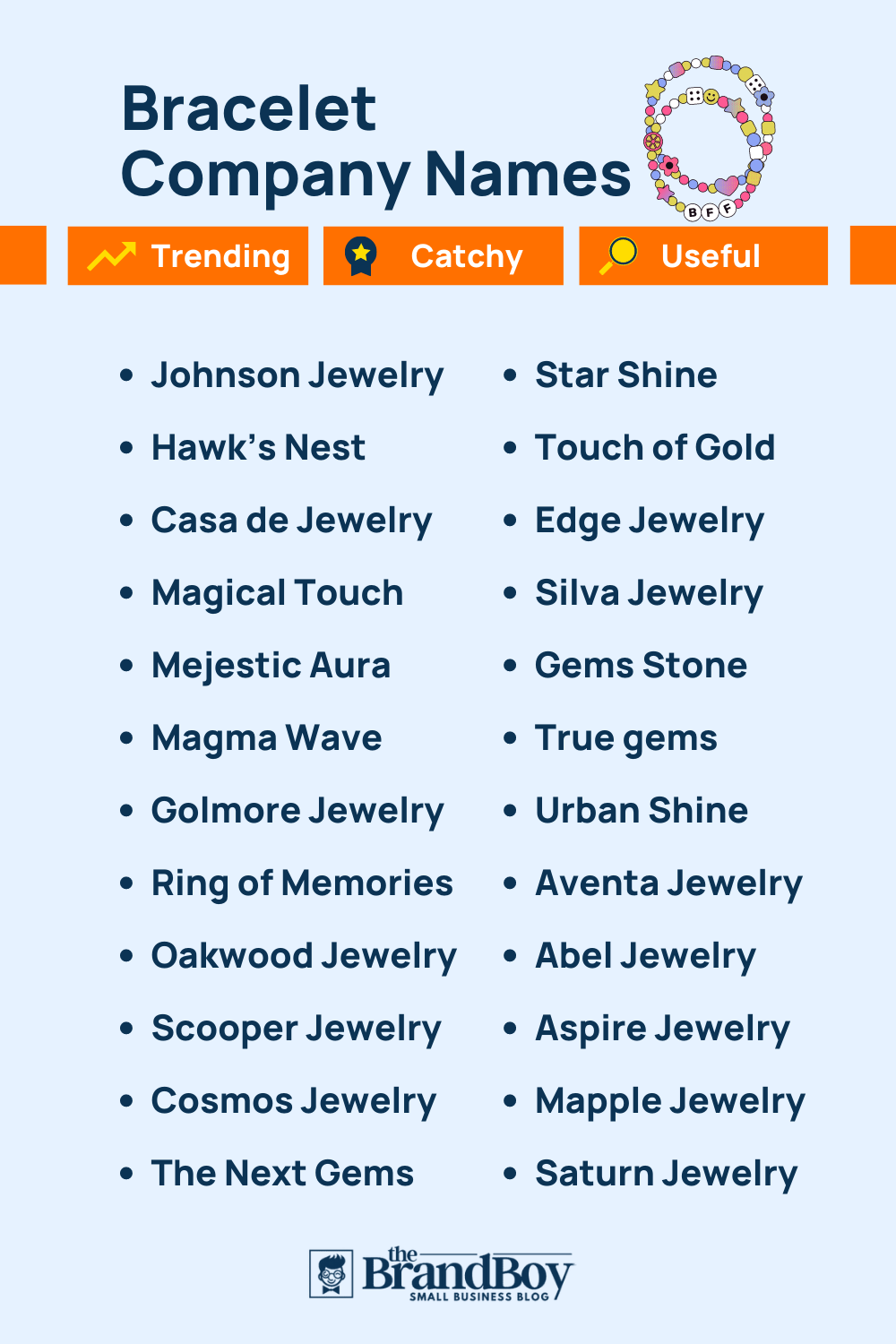 Small Business Best Jewelry Names Unique Bracelet Company