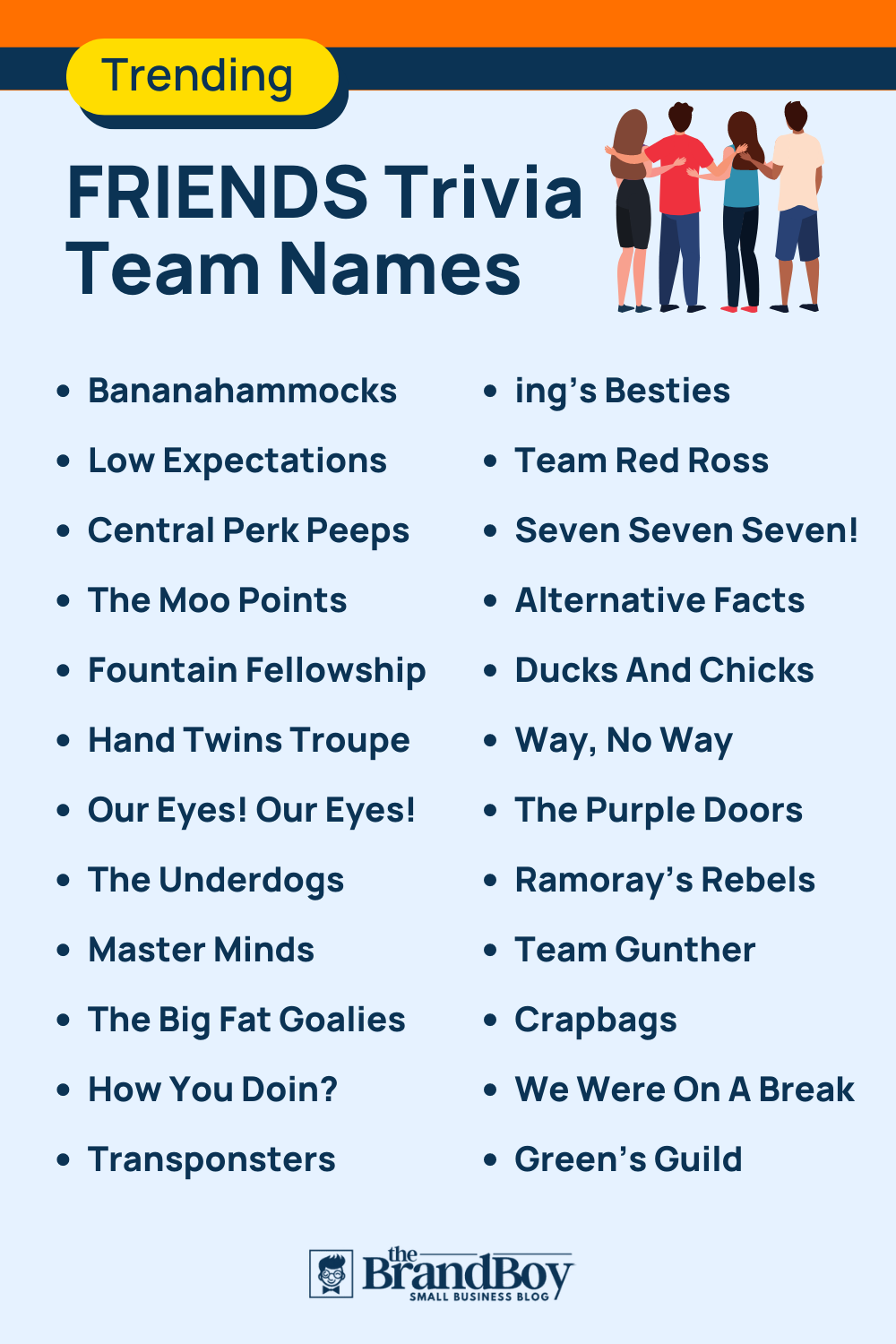 500 Cool FRIENDS Trivia Team Names Ideas BrandBoy