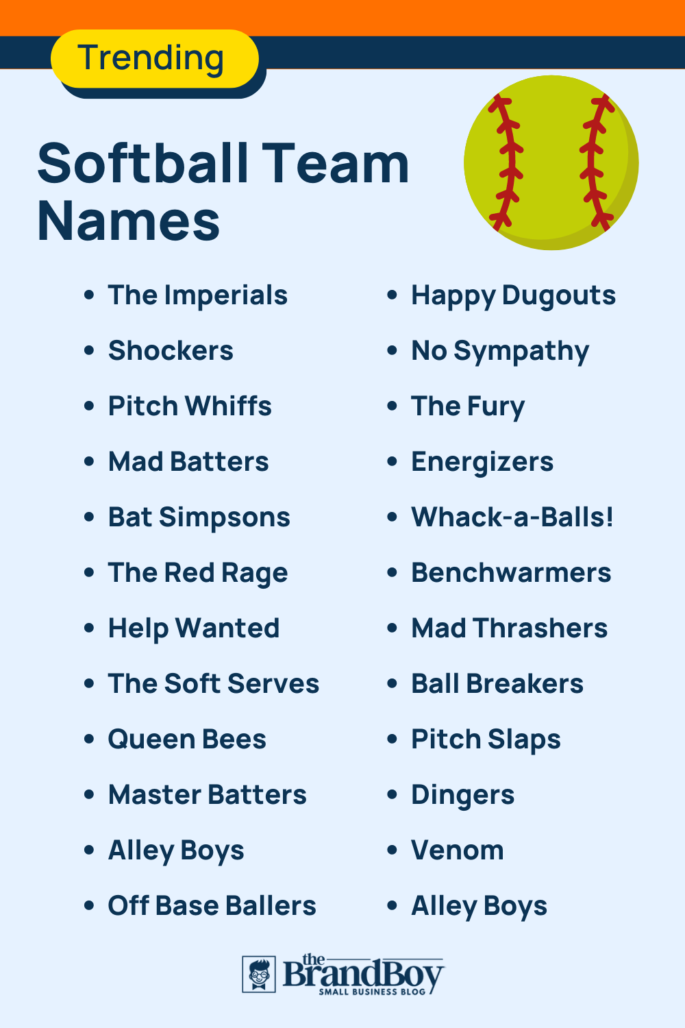 Fun Softball Team Names For Kids