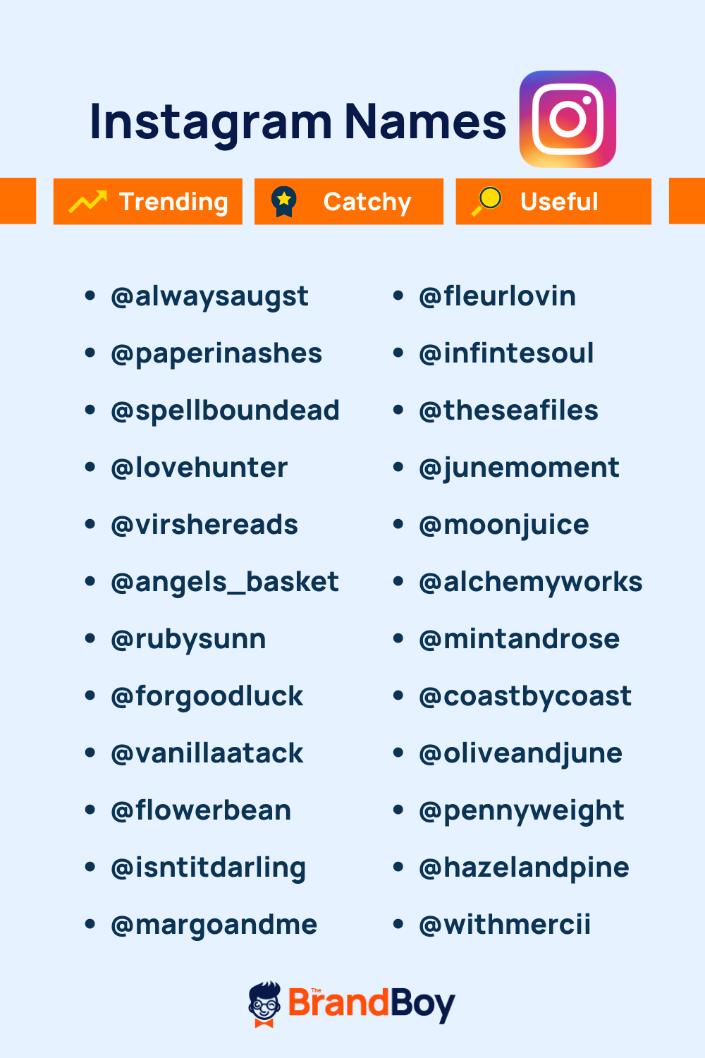 1550+ Catchy Instagram Usernames (Generator) - BrandBoy