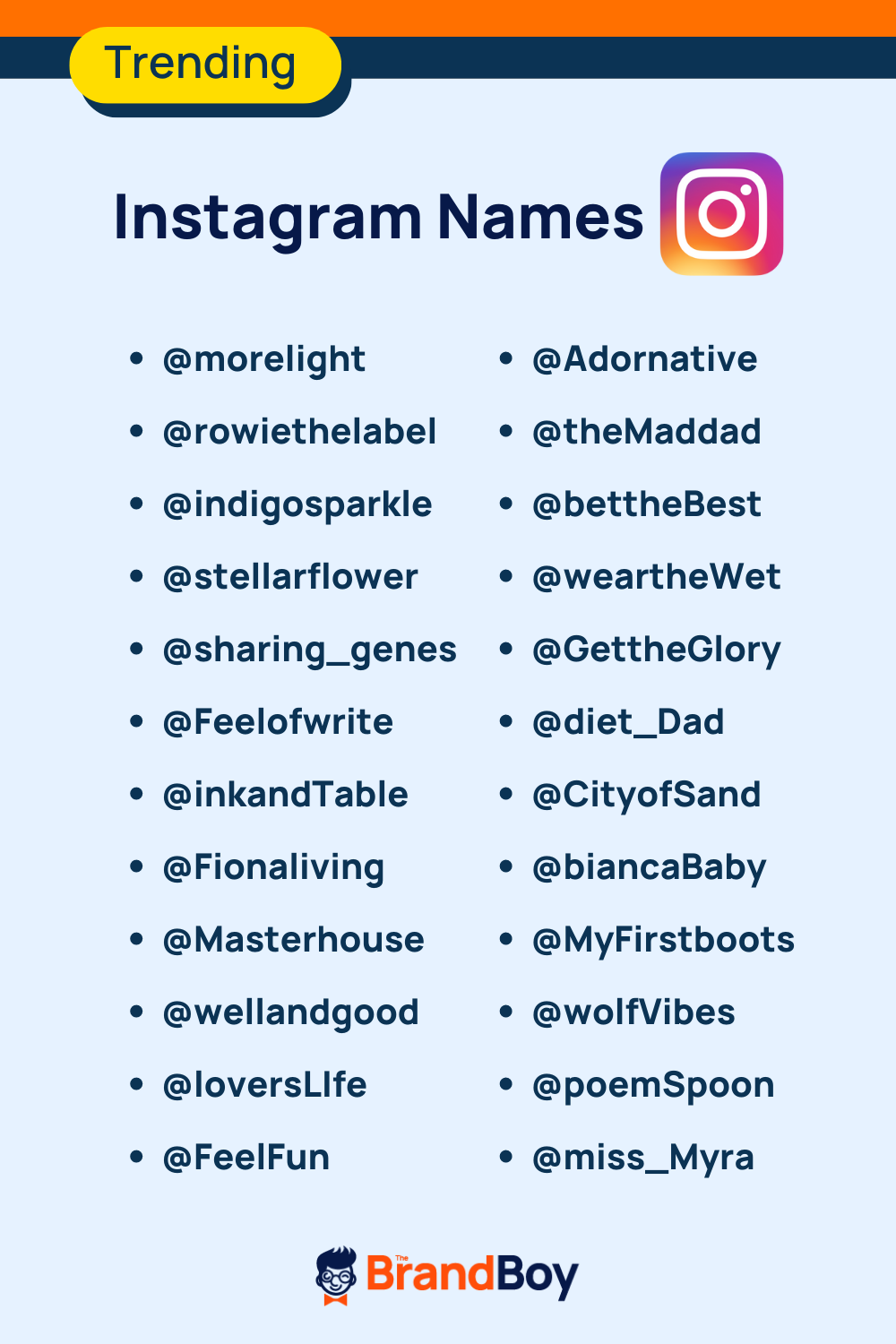 1550+ Catchy Instagram Usernames (Generator) - BrandBoy