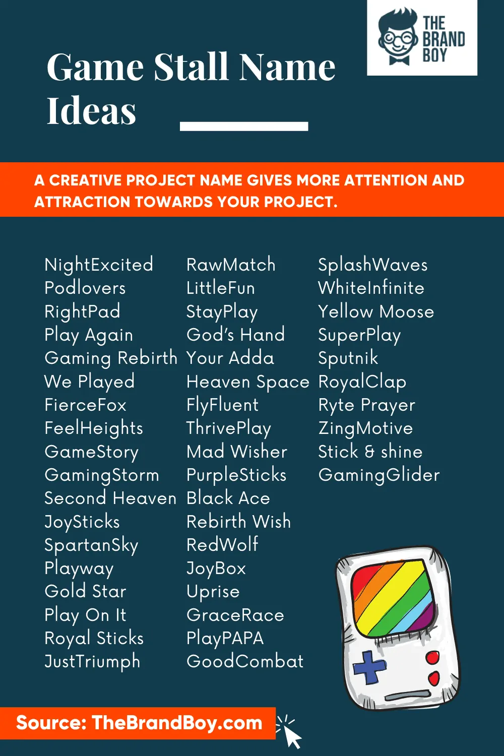 472 Creative Game Stall Name Ideas Video Infographic